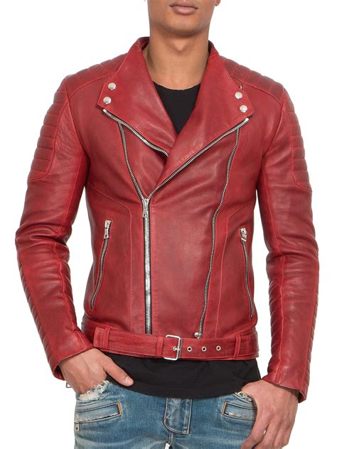 Red Leather Biker Jacket 